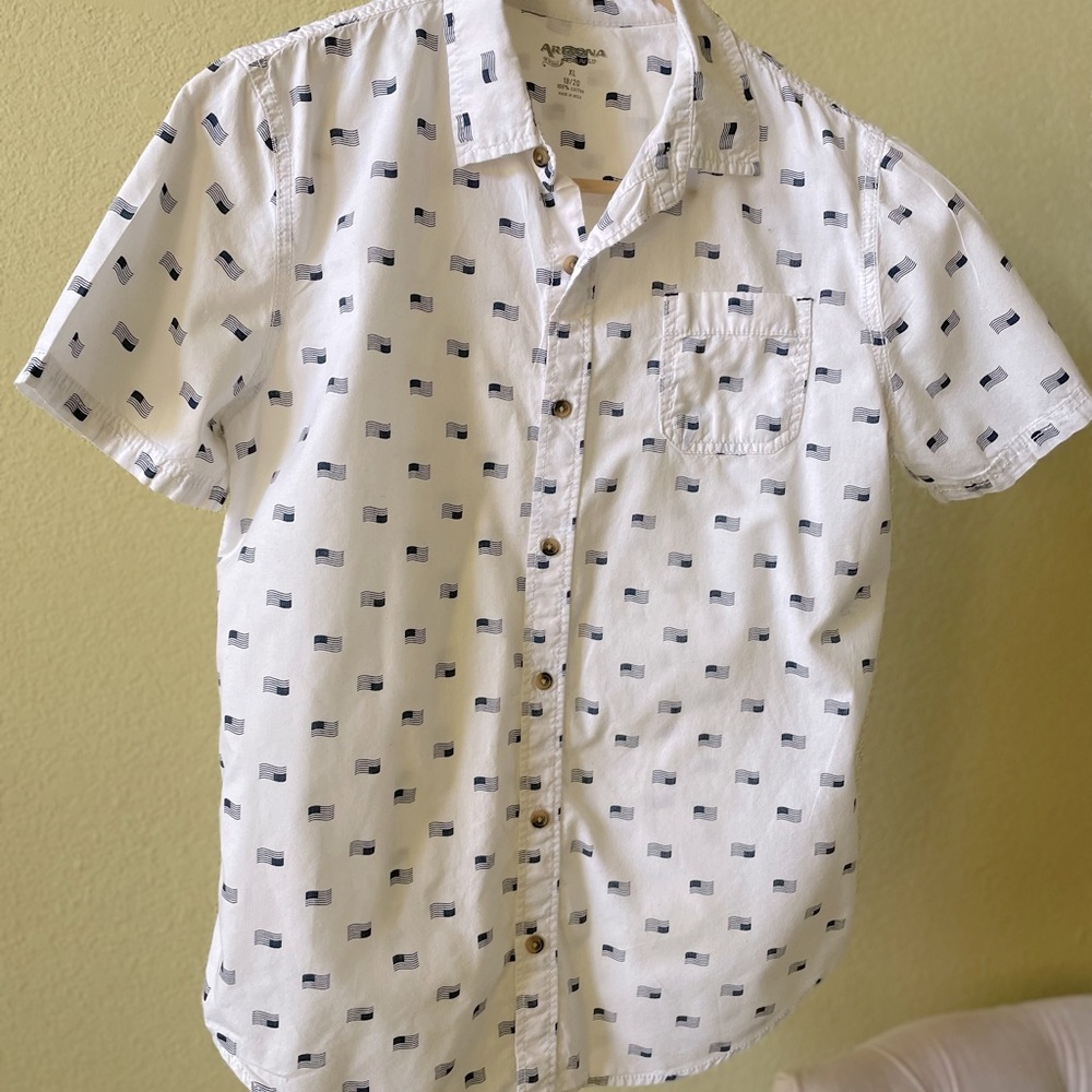 Boys Short Sleeve Button Down American Flag USA Shirt